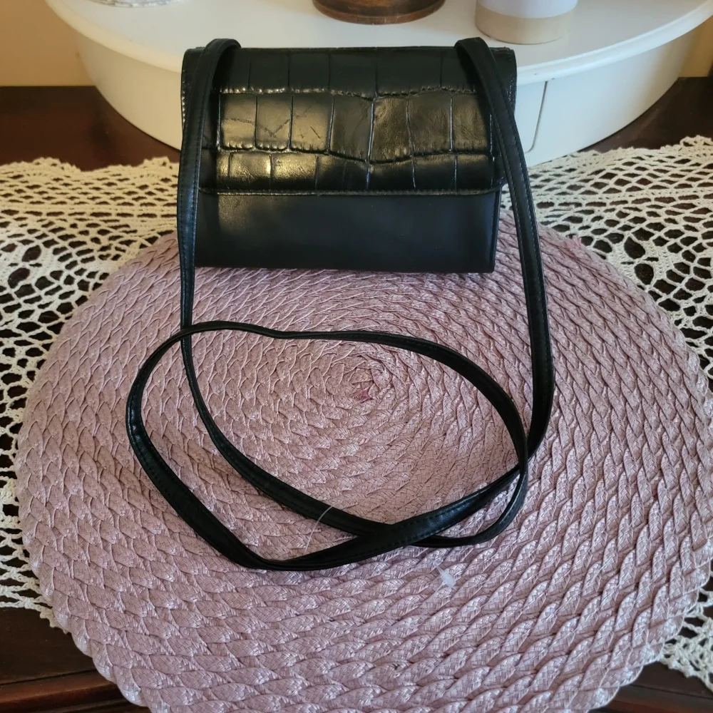 All Leather Black Crossbody Bag